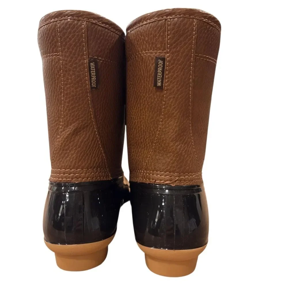 NEW JBU Brown & Navy Maplewood Waterproof 2022 Fall Women's Duck Boots 7